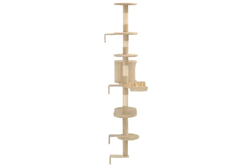 Katträd väggmonterat med klöspelare i sisal 194 cm beige - Beige - Möbler - Husdjursmöbler - Kattmöbler - Klösträd & klösmöbler