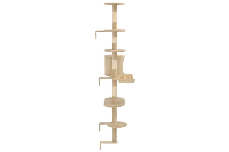 Katträd väggmonterat med klöspelare i sisal 194 cm beige - Beige - Klösträd & klösmöbler