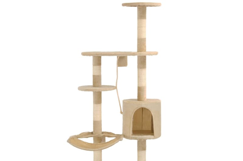 Katträd väggmonterat med klöspelare i sisal 194 cm beige - Beige - Möbler - Husdjursmöbler - Kattmöbler - Klösträd & klösmöbler