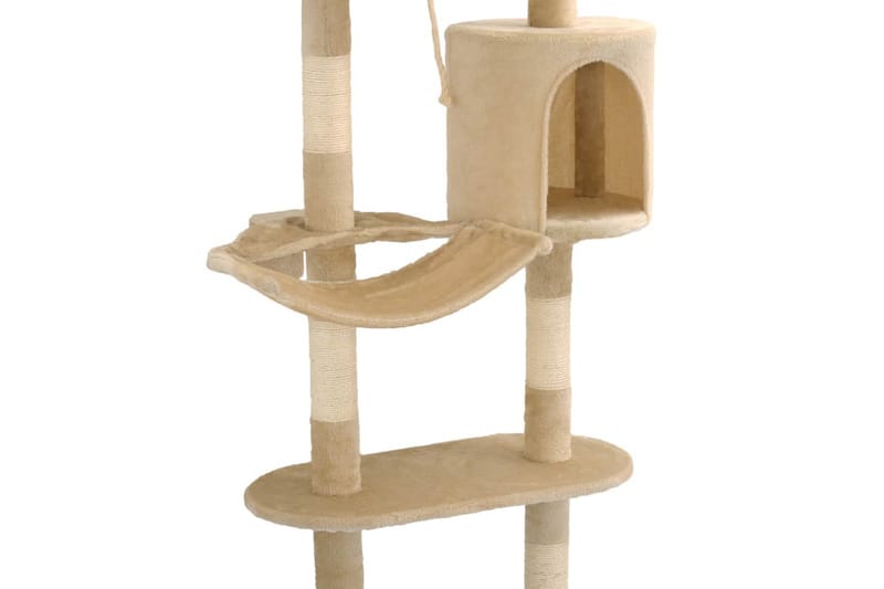 Katträd väggmonterat med klöspelare i sisal 194 cm beige - Beige - Klösträd & klösmöbler