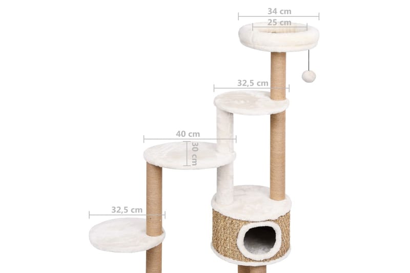 Klösträd med dyna och klöspelare 148 cm sjögräs - Beige - Möbler - Husdjursmöbler - Kattmöbler - Klösträd & klösmöbler