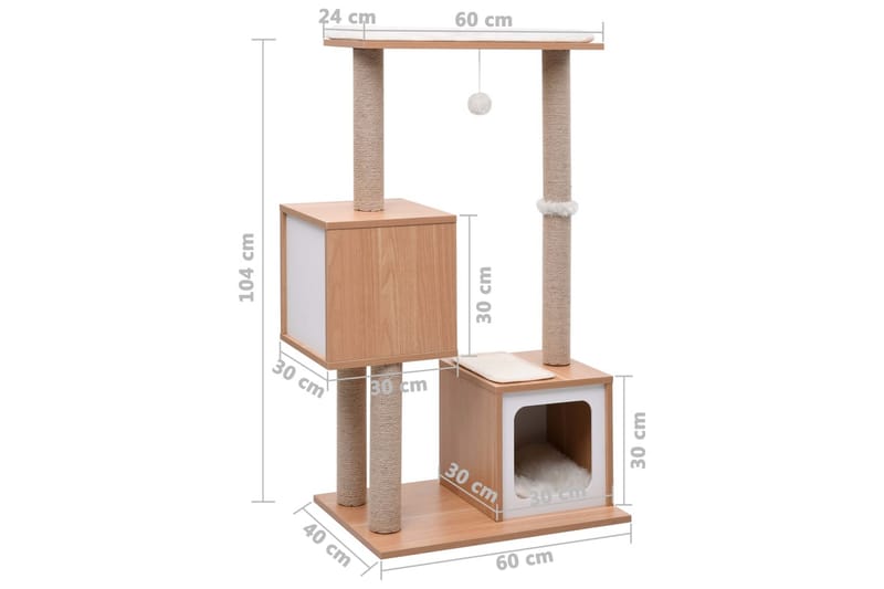 Klösträd med klösmatta i sisal 104 cm - Ljusbrun/Brun - Klösträd & klösmöbler