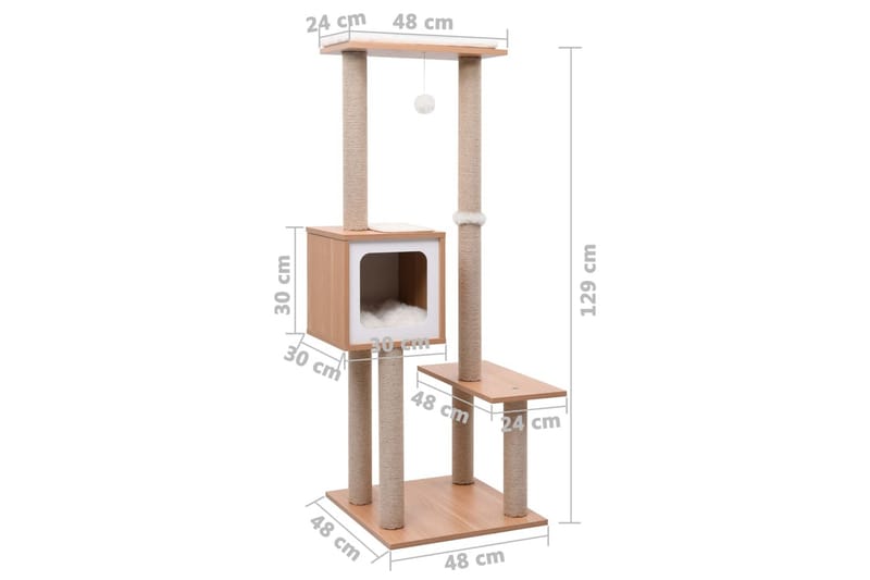 Klösträd med klösmatta i sisal 129 cm - Brun - Möbler - Husdjursmöbler - Kattmöbler - Klösträd & klösmöbler