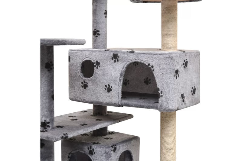 Klösträd med klöspelare i sisal 125 cm tassavtryck grå - Flerfärgad - Möbler - Husdjursmöbler - Kattmöbler - Klösträd & klösmöbler