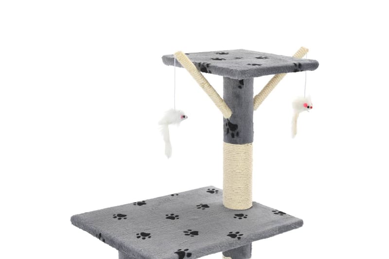 Klösträd med klöspelare i sisal 138 cm tassavtryck grå - Grå - Möbler - Husdjursmöbler - Kattmöbler - Klösträd & klösmöbler