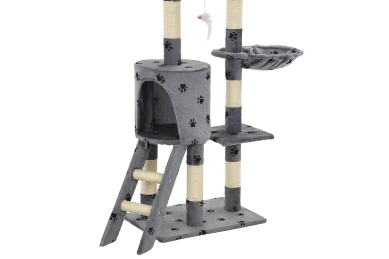 Klösträd med klöspelare i sisal 138 cm tassavtryck grå - Grå - Möbler - Husdjursmöbler - Kattmöbler - Klösträd & klösmöbler