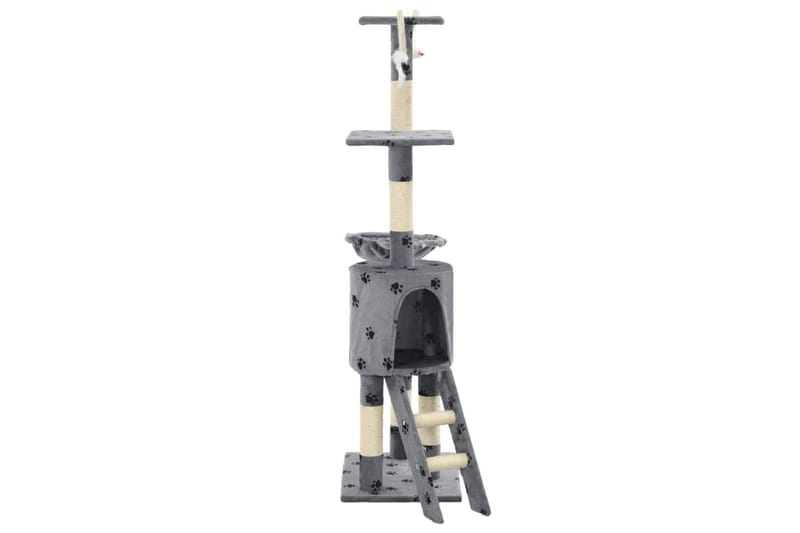 Klösträd med klöspelare i sisal 138 cm tassavtryck grå - Grå - Möbler - Husdjursmöbler - Kattmöbler - Klösträd & klösmöbler