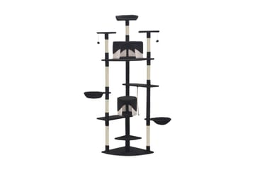 Klösträd med klöspelare i sisal 203 cm svart och vit