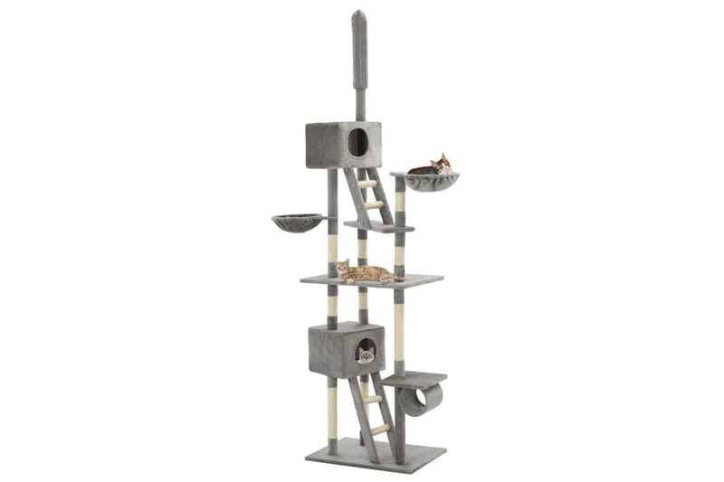 Klösträd med klöspelare i sisal 230-260 cm grå - Ljusgrå - Möbler - Husdjursmöbler - Kattmöbler - Klösträd & klösmöbler