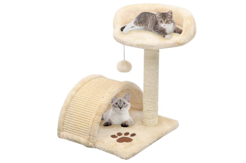 Klösträd med klöspelare i sisal 40 cm beige och brun - Beige - Möbler - Husdjursmöbler - Kattmöbler - Klösträd & klösmöbler