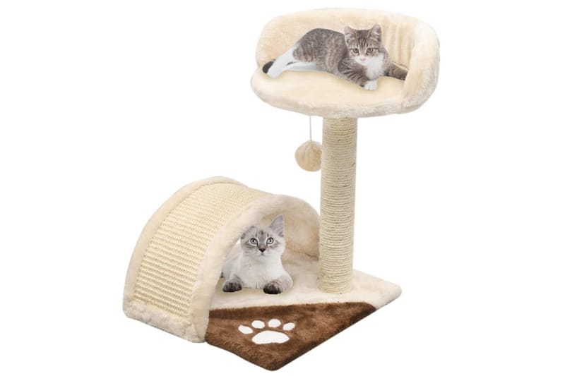 Klösträd med klöspelare i sisal 40 cm beige och brun - Beige - Möbler - Husdjursmöbler - Kattmöbler - Klösträd & klösmöbler