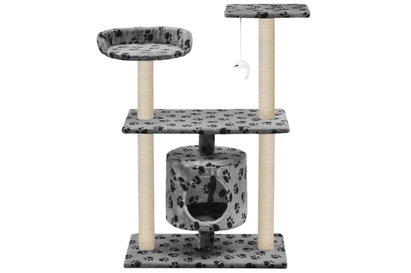 Klösträd med klöspelare i sisal 95 cm tassavtryck grå - Grå - Möbler - Husdjursmöbler - Kattmöbler - Klösträd & klösmöbler