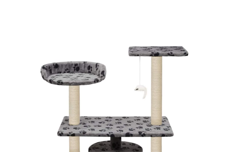 Klösträd med klöspelare i sisal 95 cm tassavtryck grå - Grå - Möbler - Husdjursmöbler - Kattmöbler - Klösträd & klösmöbler