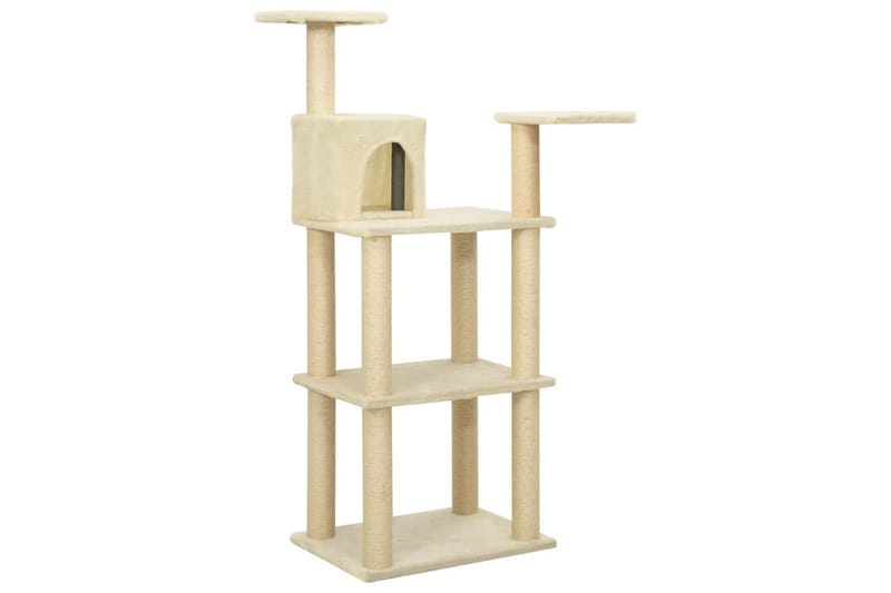 Klösträd med klöspelare i sisal gräddvit 119 cm - Vit - Möbler - Husdjursmöbler - Kattmöbler - Klösträd & klösmöbler