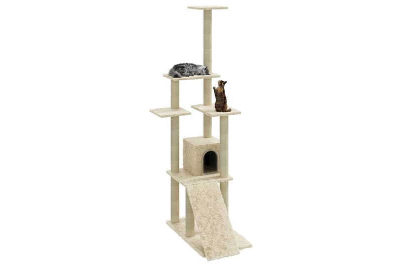 Klösträd med klöspelare i sisal gräddvit 155 cm - Vit - Möbler - Husdjursmöbler - Kattmöbler - Klösträd & klösmöbler