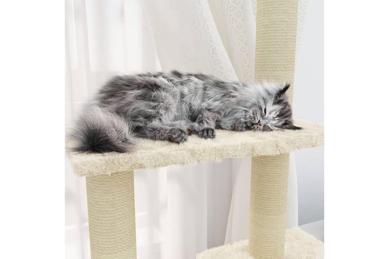 Klösträd med klöspelare i sisal gräddvit 155 cm - Vit - Möbler - Husdjursmöbler - Kattmöbler - Klösträd & klösmöbler
