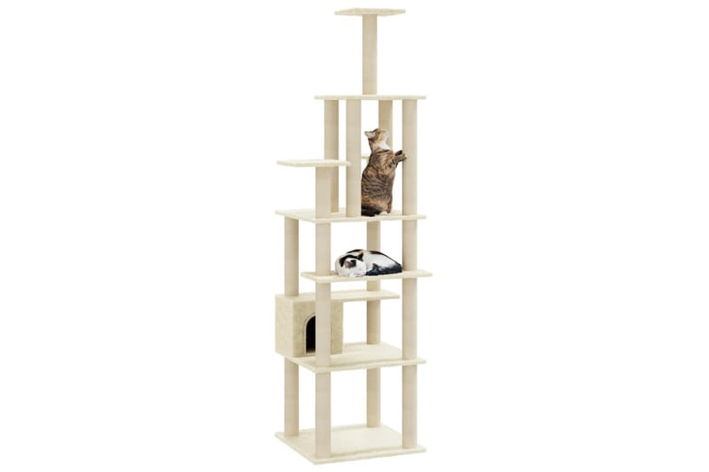 Klösträd med klöspelare i sisal gräddvit 183 cm - Vit - Möbler - Husdjursmöbler - Kattmöbler - Klösträd & klösmöbler