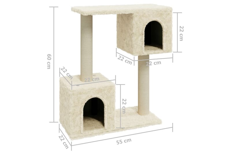 Klösträd med klöspelare i sisal gräddvit 60 cm - Kräm - Möbler - Husdjursmöbler - Kattmöbler - Klösträd & klösmöbler
