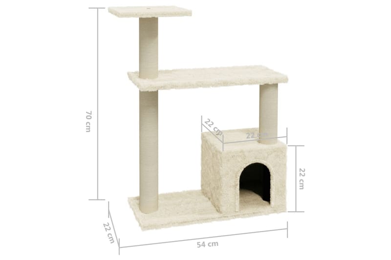 Klösträd med klöspelare i sisal gräddvit 70 cm - Kräm - Möbler - Husdjursmöbler - Kattmöbler - Klösträd & klösmöbler
