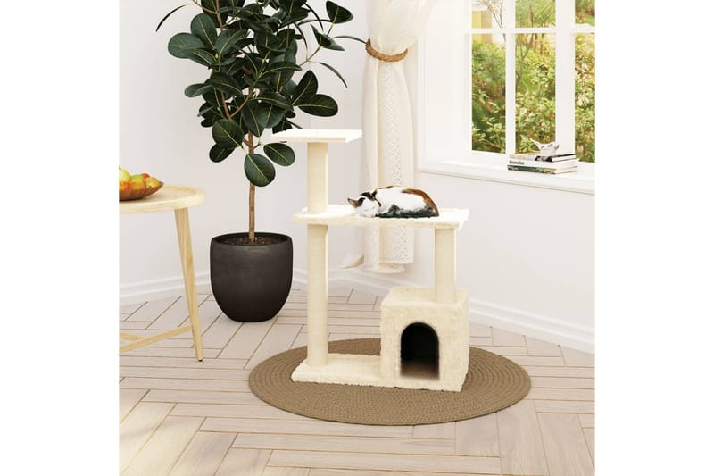Klösträd med klöspelare i sisal gräddvit 70 cm - Kräm - Möbler - Husdjursmöbler - Kattmöbler - Klösträd & klösmöbler