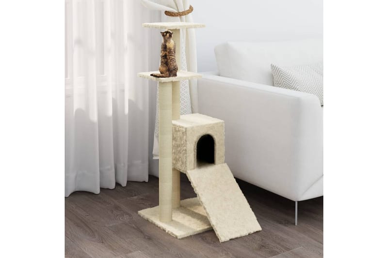 Klösträd med klöspelare i sisal gräddvit 92 cm - Vit - Möbler - Husdjursmöbler - Kattmöbler - Klösträd & klösmöbler