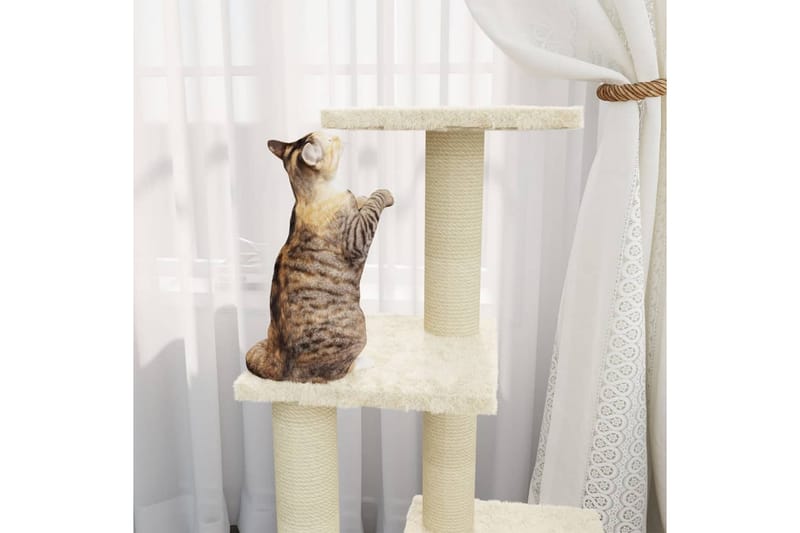 Klösträd med klöspelare i sisal gräddvit 92 cm - Vit - Möbler - Husdjursmöbler - Kattmöbler - Klösträd & klösmöbler
