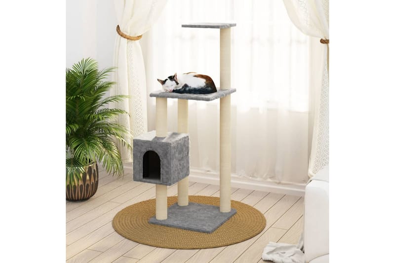 Klösträd med klöspelare i sisal ljusgrå 104 cm - Grå - Möbler - Husdjursmöbler - Kattmöbler - Klösträd & klösmöbler