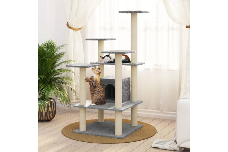 Klösträd med klöspelare i sisal ljusgrå 110 cm - Grå - Möbler - Husdjursmöbler - Kattmöbler - Klösträd & klösmöbler