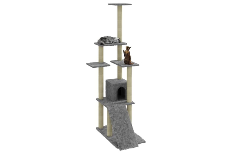 Klösträd med klöspelare i sisal ljusgrå 155 cm - Grå - Möbler - Husdjursmöbler - Kattmöbler - Klösträd & klösmöbler