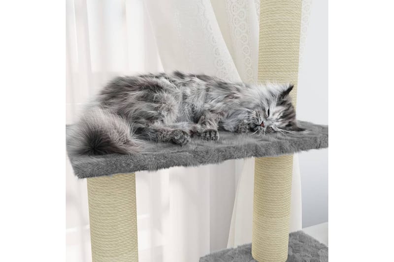 Klösträd med klöspelare i sisal ljusgrå 155 cm - Grå - Möbler - Husdjursmöbler - Kattmöbler - Klösträd & klösmöbler