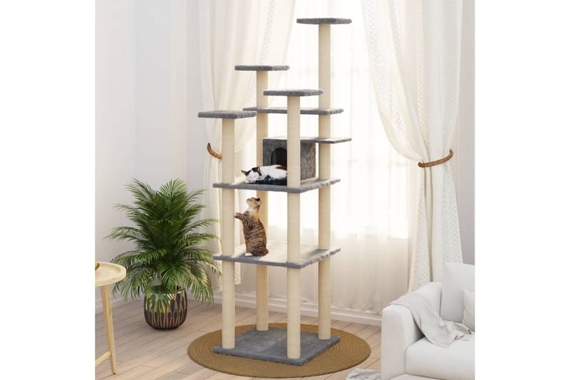 Klösträd med klöspelare i sisal ljusgrå 171 cm - Grå - Möbler - Husdjursmöbler - Kattmöbler - Klösträd & klösmöbler