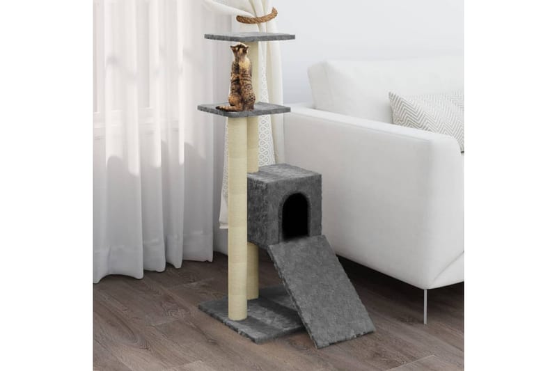 Klösträd med klöspelare i sisal ljusgrå 92 cm - Grå - Möbler - Husdjursmöbler - Kattmöbler - Klösträd & klösmöbler
