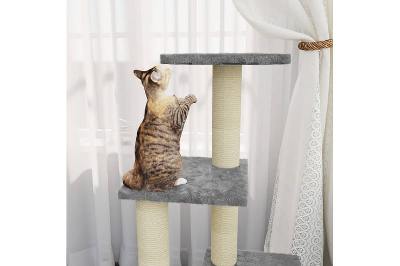 Klösträd med klöspelare i sisal ljusgrå 92 cm - Grå - Möbler - Husdjursmöbler - Kattmöbler - Klösträd & klösmöbler