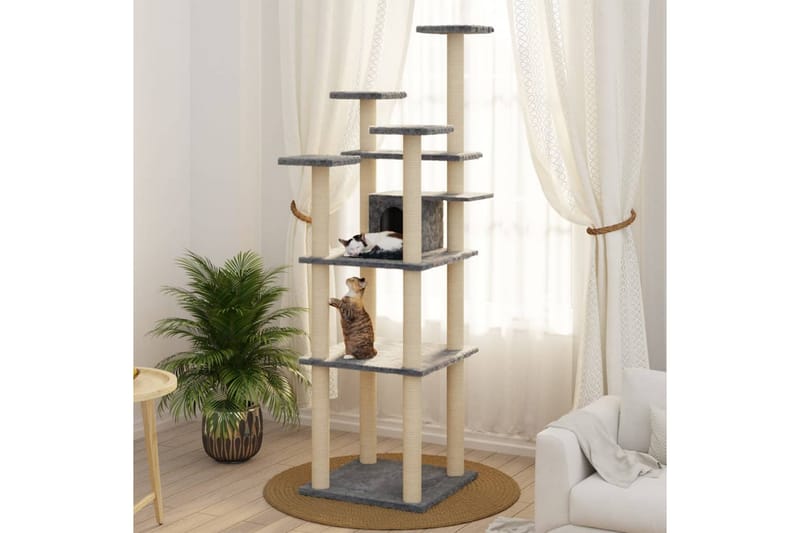 Klösträd med klöspelare i sisal mörkgrå 171 cm - Grå - Möbler - Husdjursmöbler - Kattmöbler - Klösträd & klösmöbler