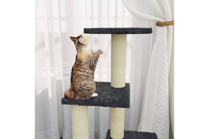 Klösträd med klöspelare i sisal mörkgrå 92 cm - Grå - Möbler - Husdjursmöbler - Kattmöbler - Klösträd & klösmöbler