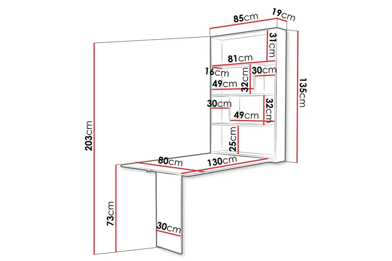 Abi Matbord Vägghängt 130 cm Rektangulär - Beige - Möbler - Matplats - Matbord & köksbord