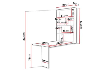 Abi Matbord Vägghängt 130 cm Rektangulär - Beige - Möbler - Matplats - Matbord & köksbord