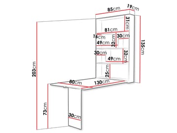 Abi Vägghängt Bord 85x203 cm - Valnöt - Möbler - Matplats - Klaffbord