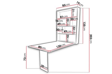 Abi Vägghängt Fällbart Matbord 130 cm - Vit - Möbler - Matplats - Matbord & köksbord