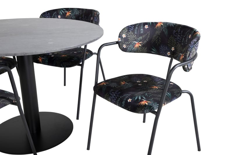 Admira Matbord 106 cm Runt Marmor med 4 Arrow Fåtölj - Möbler - Matplats - Matgrupp & matbord med stolar