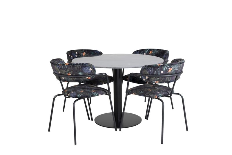 Admira Matbord 106 cm Runt Marmor med 4 Arrow Fåtölj - Möbler - Matplats - Matgrupp & matbord med stolar