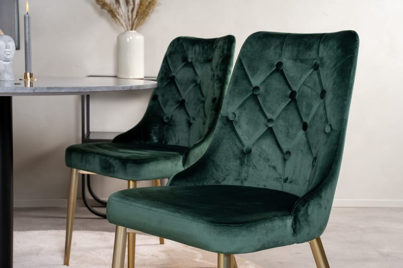 Admira Matbord 106 cm Runt Marmor med 4 Velvet Deluxe Sammetsstol - Möbler - Matplats - Matgrupp & matbord med stolar
