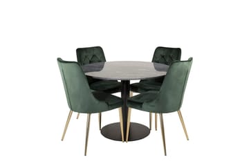 Admira Matbord 106 cm Runt Marmor med 4 Velvet Deluxe Sammetsstol - Möbler - Matplats - Matgrupp & matbord med stolar
