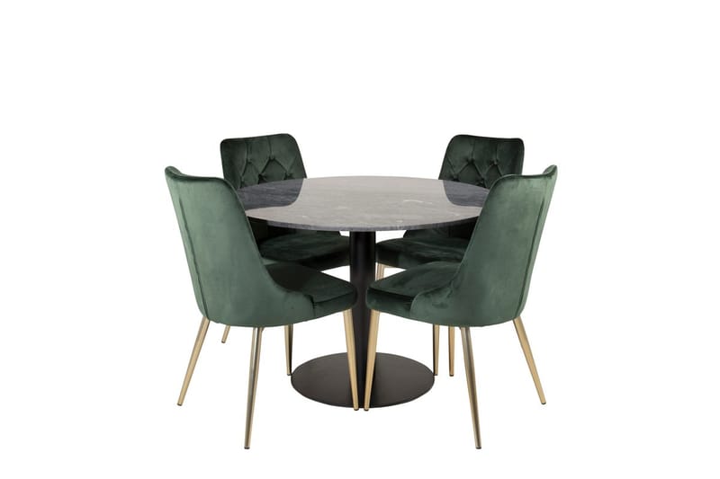 Admira Matbord 106 cm Runt Marmor med 4 Velvet Deluxe Sammetsstol - Möbler - Matplats - Matgrupp & matbord med stolar