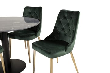 Admira Matbord 106 cm Runt Marmor med 4 Velvet Deluxe Sammetsstol - Möbler - Matplats - Matgrupp & matbord med stolar