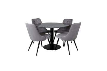 Admira Matbord 106 cm Runt Marmor med 4 Velvet Deluxe Sammetstol - Möbler - Matplats - Matgrupp & matbord med stolar