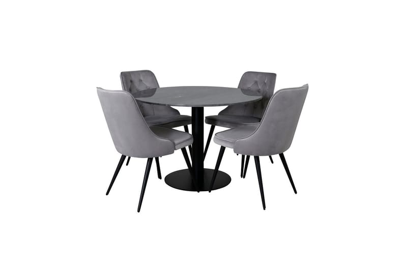 Admira Matbord 106 cm Runt Marmor med 4 Velvet Deluxe Sammetstol - Möbler - Matplats - Matgrupp & matbord med stolar