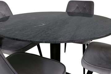 Admira Matbord 106 cm Runt Marmor med 4 Velvet Deluxe Sammetstol - Möbler - Matplats - Matgrupp & matbord med stolar