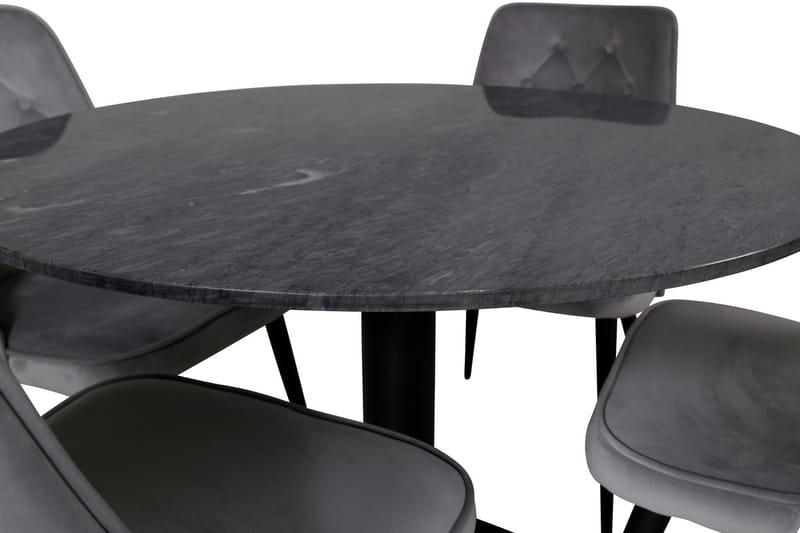 Admira Matbord 106 cm Runt Marmor med 4 Velvet Deluxe Sammetstol - Möbler - Matplats - Matgrupp & matbord med stolar