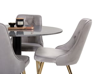 Admira Matbord 106 cm Runt Marmor med 4 Velvet Deluxe Sammetstol - Möbler - Matplats - Matgrupp & matbord med stolar